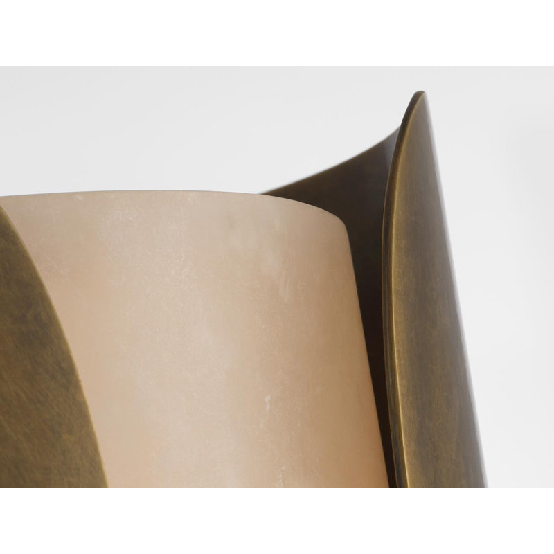 Anne-Marie Barton Armise 18" Sconce with Alabaster, 29" H x 7" W x 7.75" D, Mottled Brass