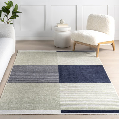 Tapis géométrique lavable à la machine Olivette