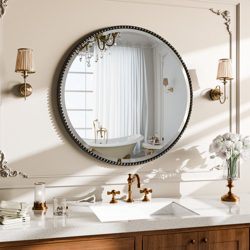 Miroir décoratif rond, Noir, 36 po x 36 po