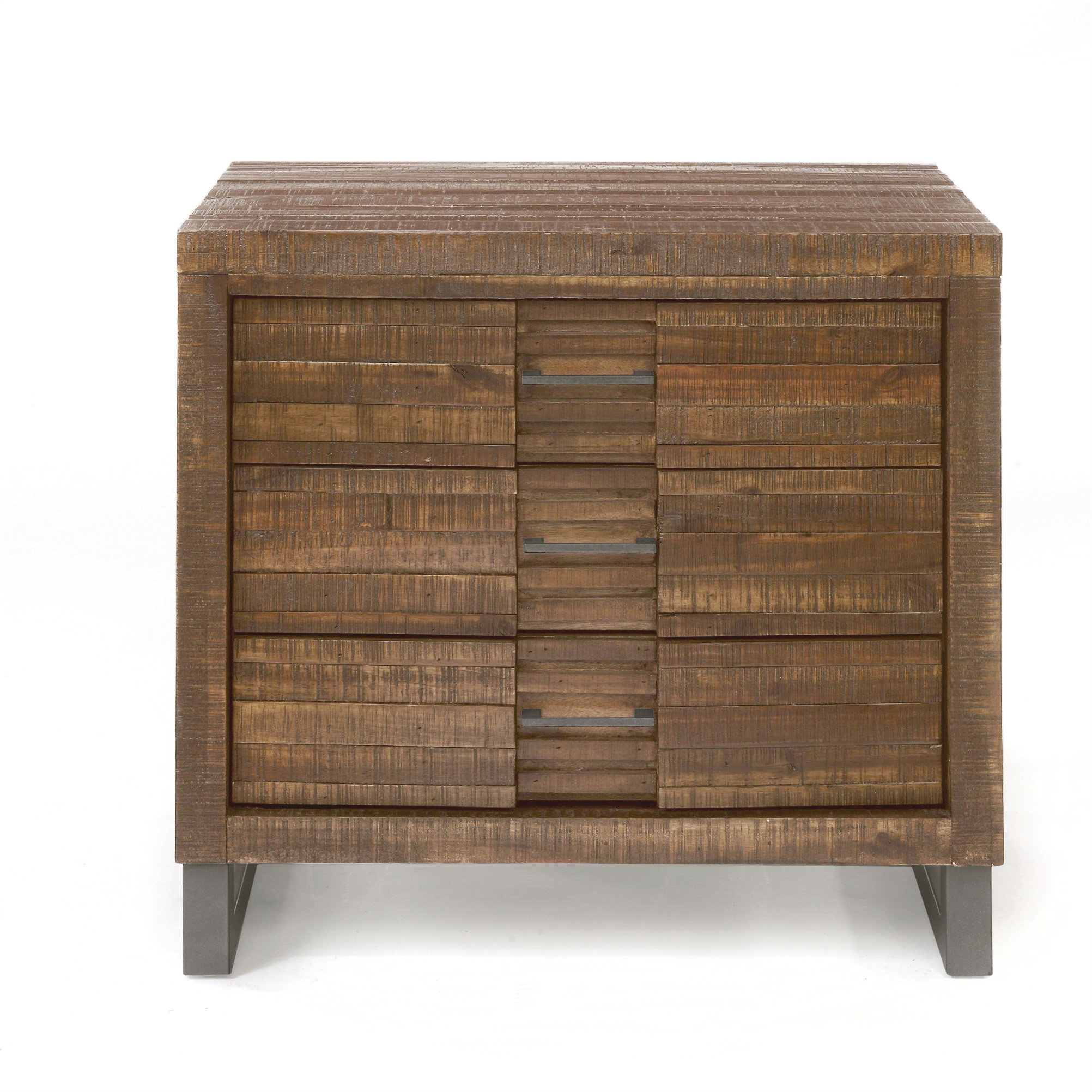 Loon Peak® Almar Reclaimed Oak and Nickel 3-drawer Nightstand | Wayfair