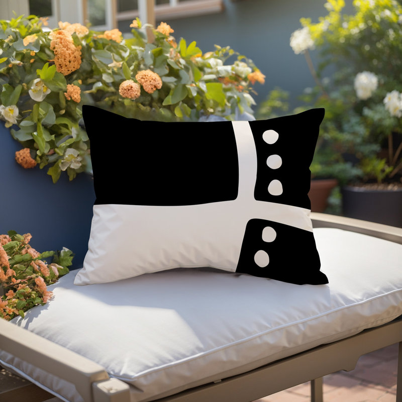 Coussin lombaire réversible intérieur / extérieur Sofi Minimalist, H 14 po x l 20 po, Noir, noir, noir, noir