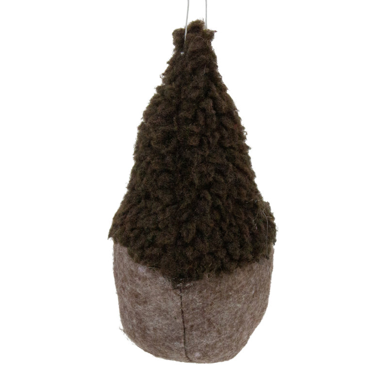 Plush Gnome Christmas Ornament - 7", Brown