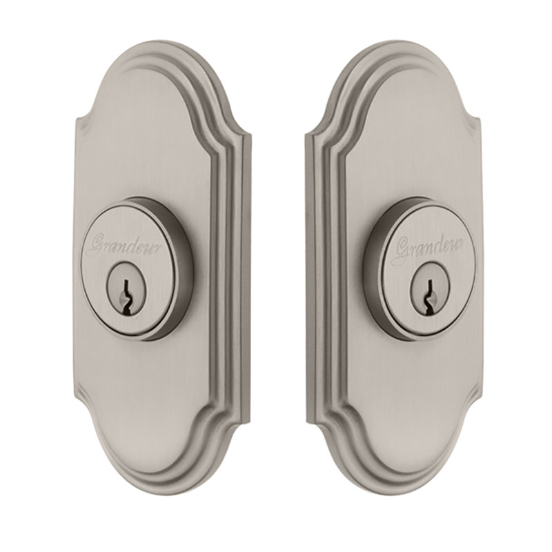 Pêne dormant à arc double cylindre, 2.375", Nickel satiné