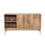 Buffet Lysa 50 pouces avec tablettes ouvertes, base en fer doré, bois de manguier brun naturel