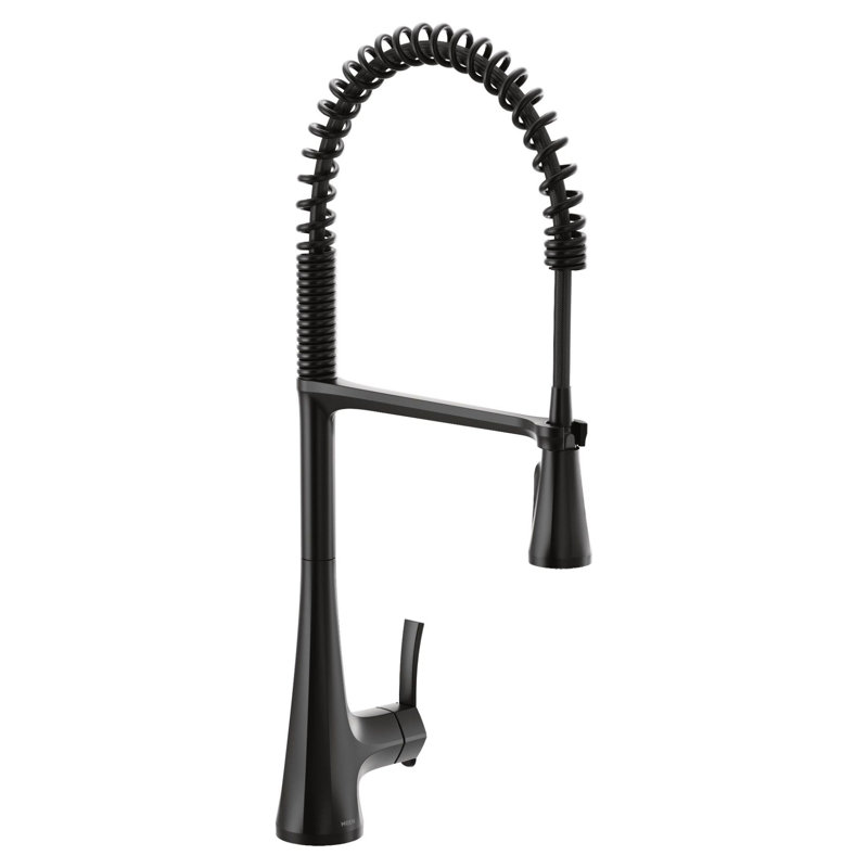 Sinema Pre-Rinse High Arc Spring Pull Down Single Handle Kitchen Faucet, Matte Black
