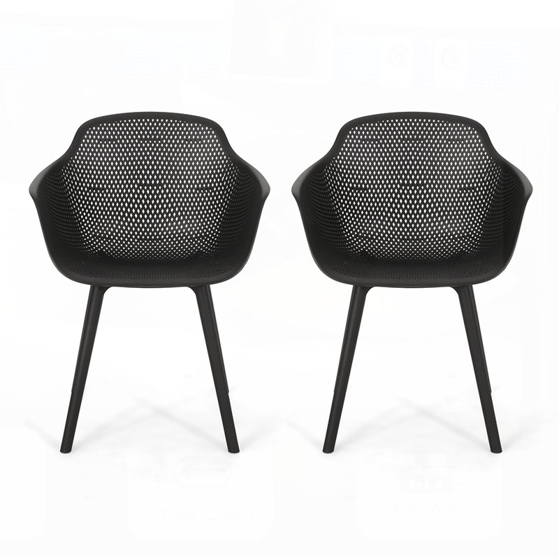 Ensemble de 2 chaises de salle à manger d'extérieur résistantes aux intempéries LOTUS, durables et élégantes pour les cours modernes