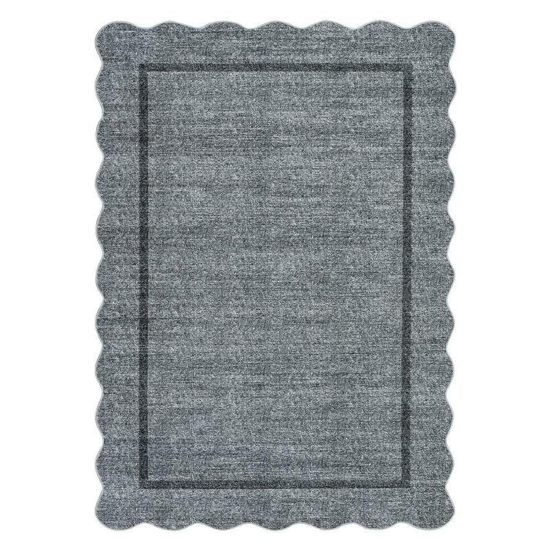 Abstract Machine Printed Area Rug, Rectangle 200 x 290 cm, Gray