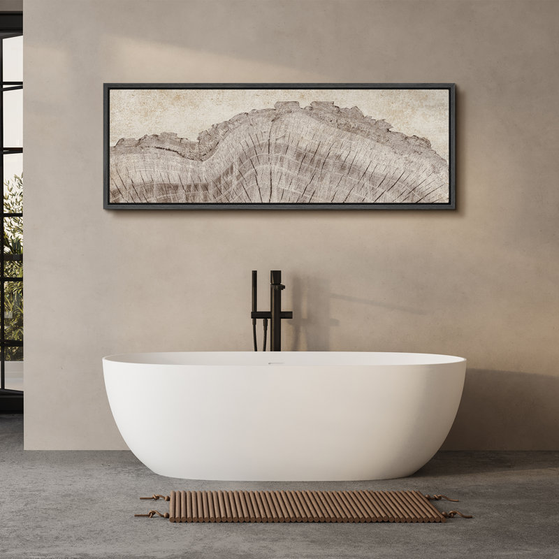 Tree Rings in Neutral Tones Modern Art Extra Large Artwork Print Wall Art, 20" H x 60" W, Black