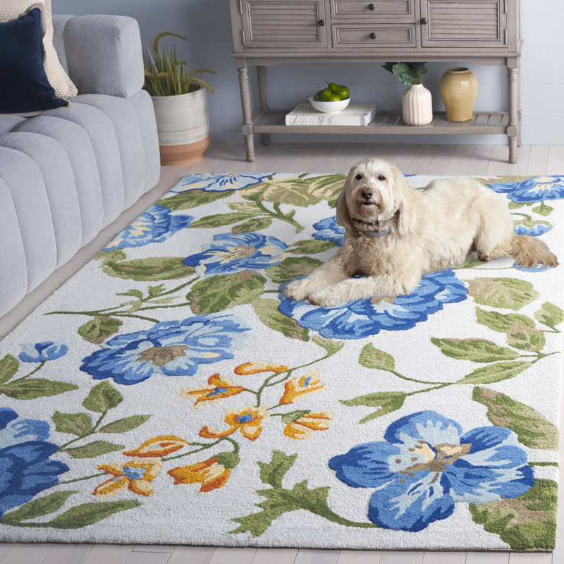 Tapis floral en laine touffeté à la main Jardin 275, Rectangle de 5 pi x 8 pi