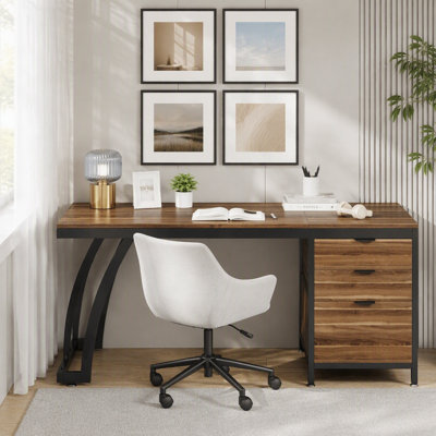 Study Desk with Reversible Drawer Cabinet
