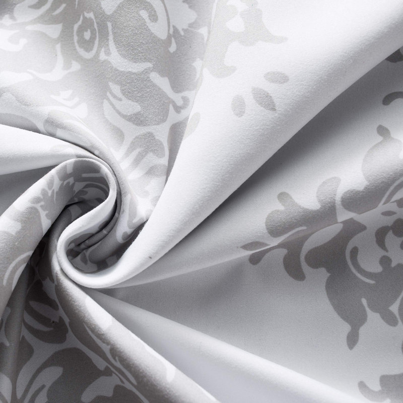 Janey Blackout Curtain Pair, White/Gray, 52" W x 63" L
