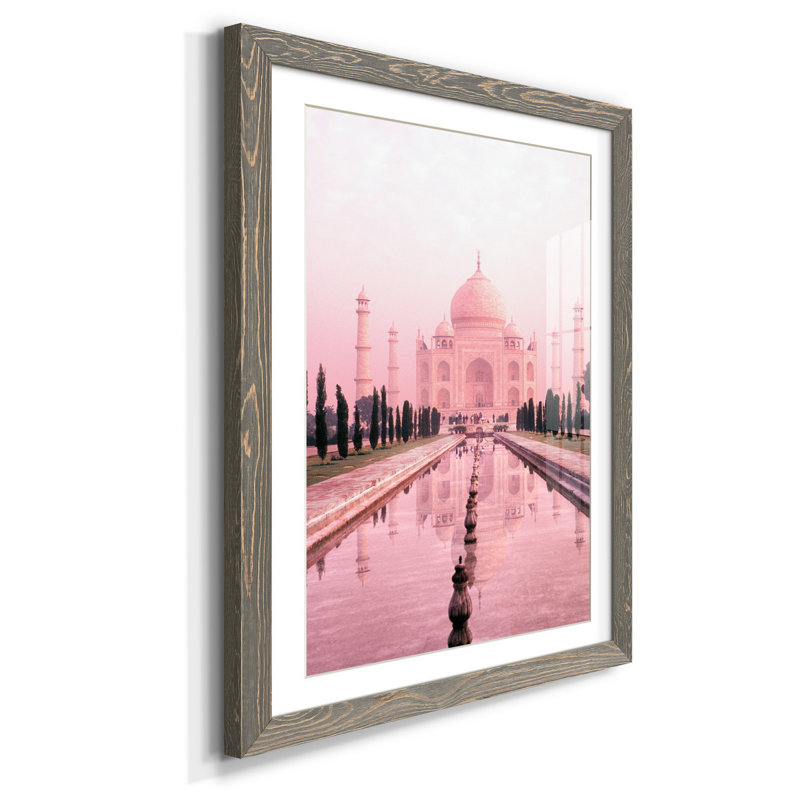 Taj Mahal en rose clair - reproduction de cadre photo, H 31,5 po x l 23,5 po x P 1,5 po, Gris