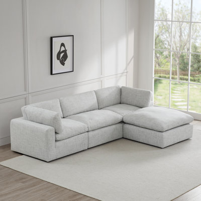 Canapé modulaire à accoudoirs carrés de 116 po Laurece