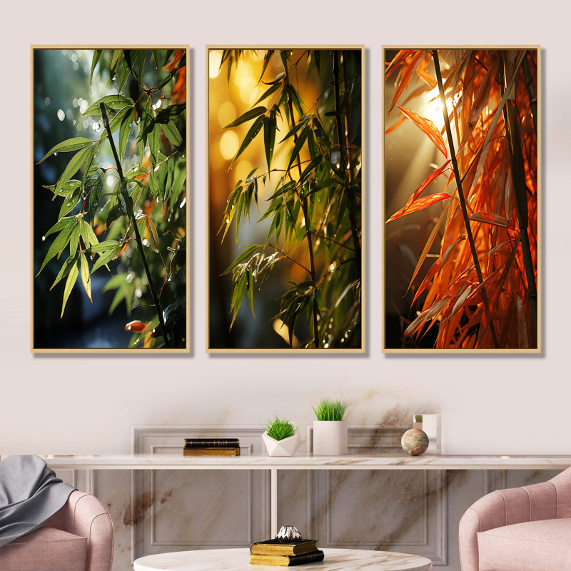 Bamboo Sunset Photography, Cadre flottant brun, H 28 po x l 36 po