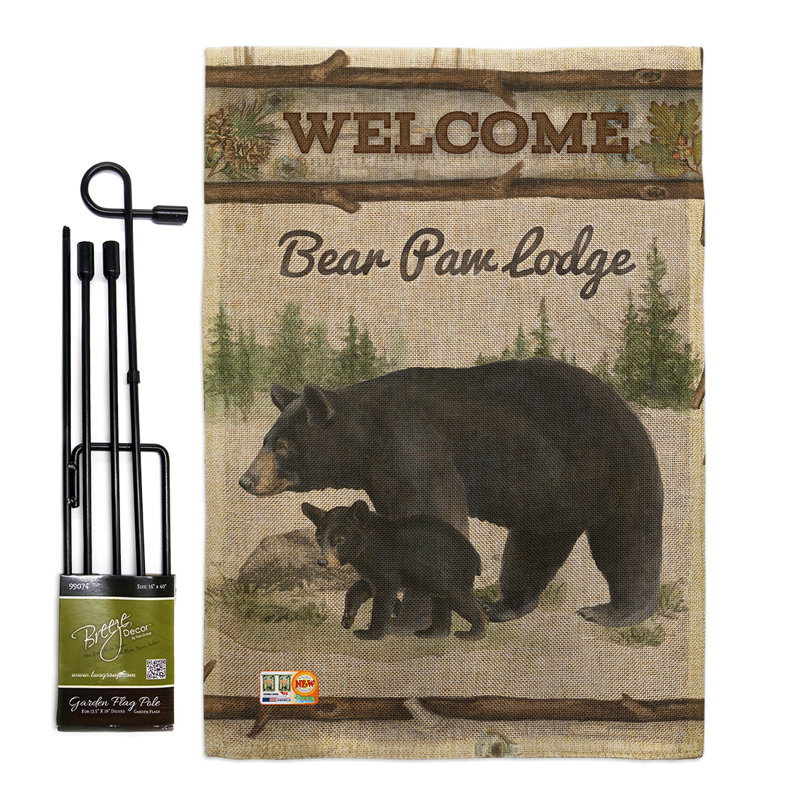 Drapeau de jardin 19 x 13 po Benites Bear Paw Lodge