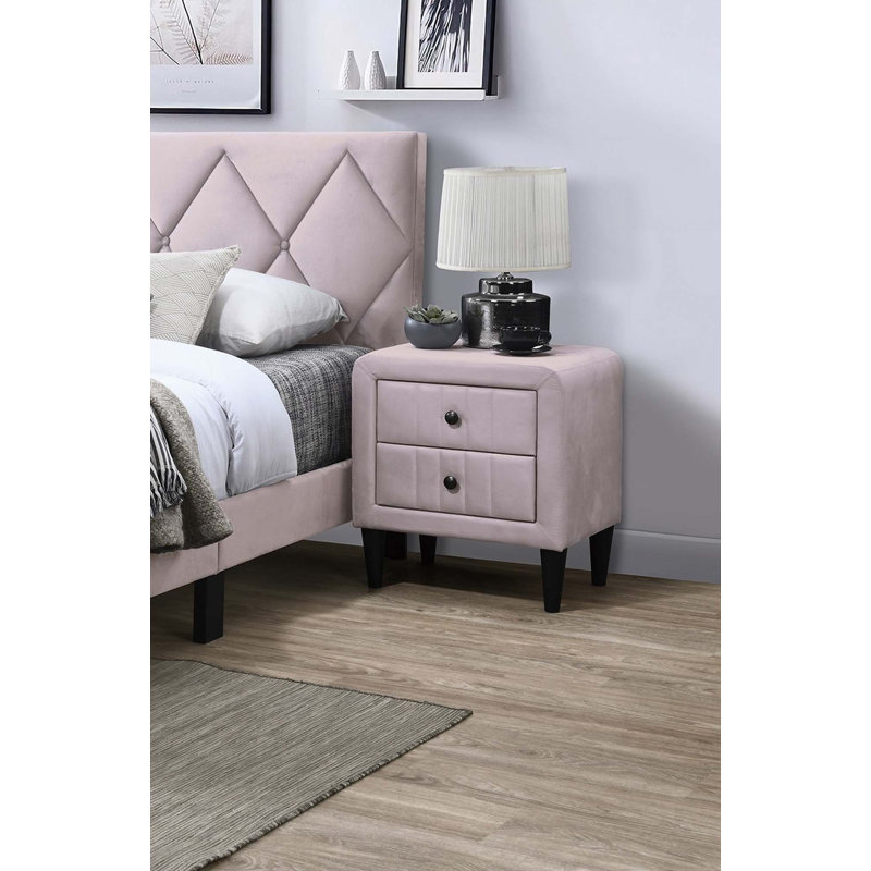 Table de chevet 1 pièce Velvet, Rose clair