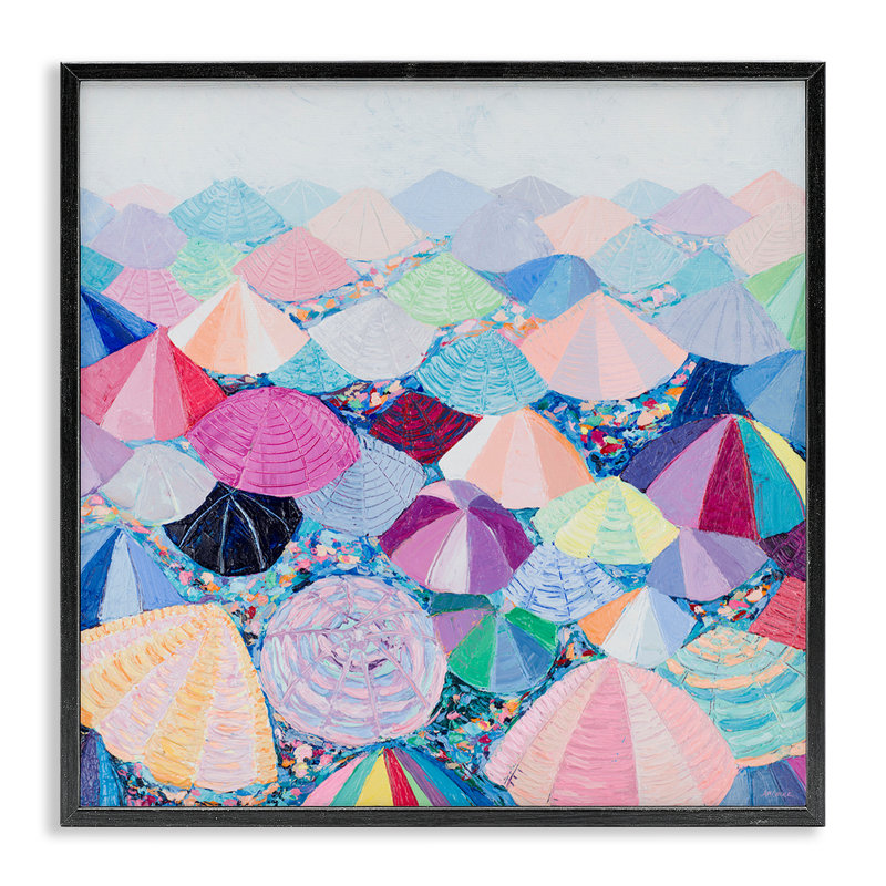 «Pastel Umbrella Nation», art de la giclée par Ann Marie Coolick, H 12 po x l 12 po, Giclée encadrée noir minuit