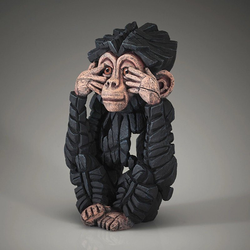 EDGE Sculpture See No Baby Chimpanzee Figurine 8.4in H