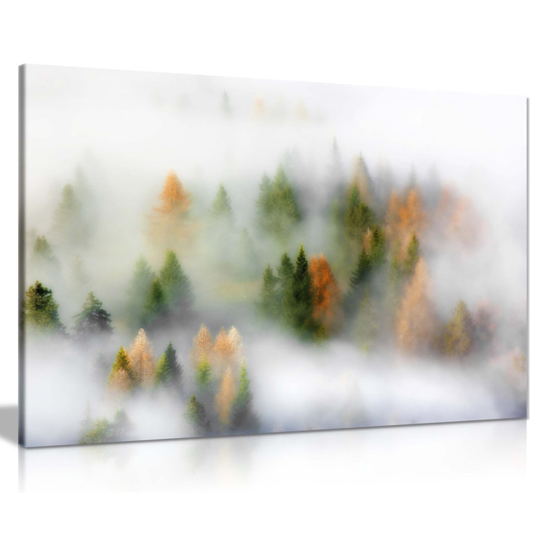 Misty Forest In Autumn - Wrapped Canvas Print, 20cm H x 31cm W
