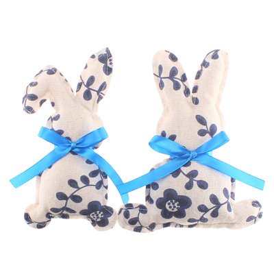 Easter Decoration Style Blue And White Porcelain Series Fabric Rabbits Ornaments Easter Rabbits Holiday Party Layout Supplies