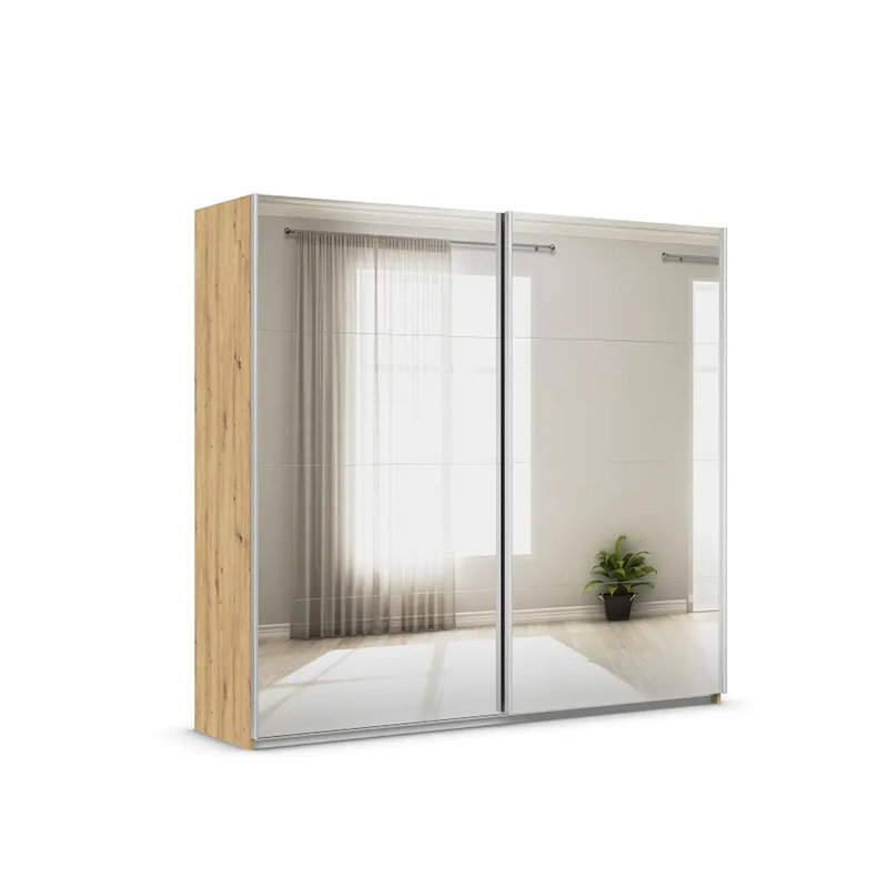 Caracas 3 Door Sliding Wardrobe, Premium, 210cm H x 226cm W x 62cm D, Oak Artisan
