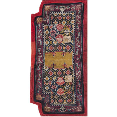 Antique Chinese Wool Multicolor Jewel Tones Hand Knotted Pile Rug