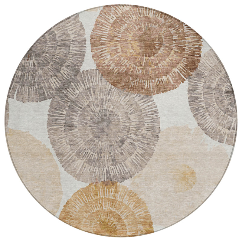Machine Washable Indoor/Outdoor Bourkelands ACN2351 Abstract Rug, Round 8'
