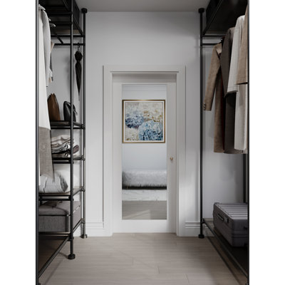 Modern Space Saving Interior Doors, 24 in x 80 in Wood MDF Mirror Slab for Closet
