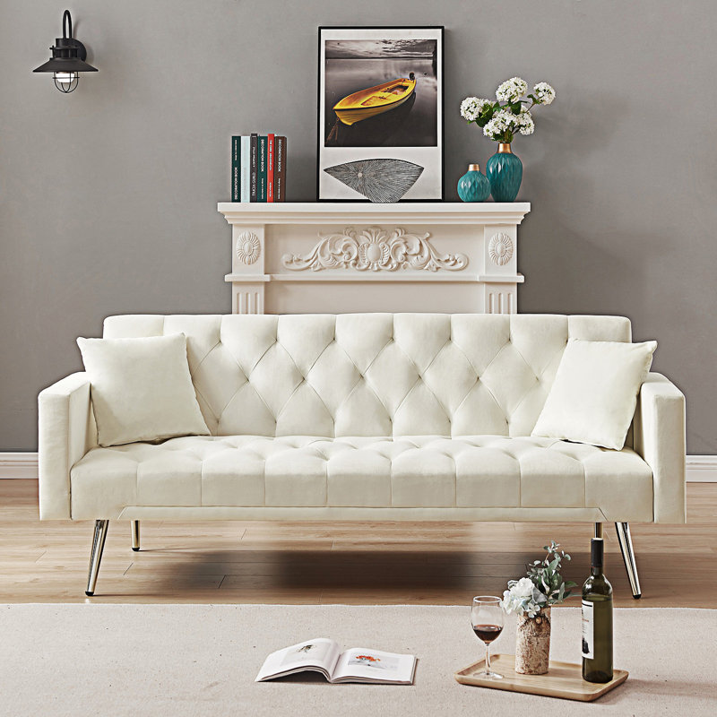 Canapé-lit convertible, futon et canapé-lit, Blanc, crème