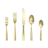 Lucca Faceted 5 Piece 18/10 Stainless Steel Flatware Set, Service for 1