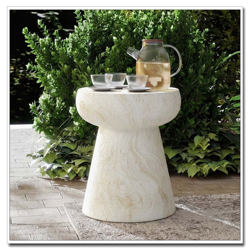 Table d'extérieur en béton pour l'extérieur, Beige, jaune en forme de champignon