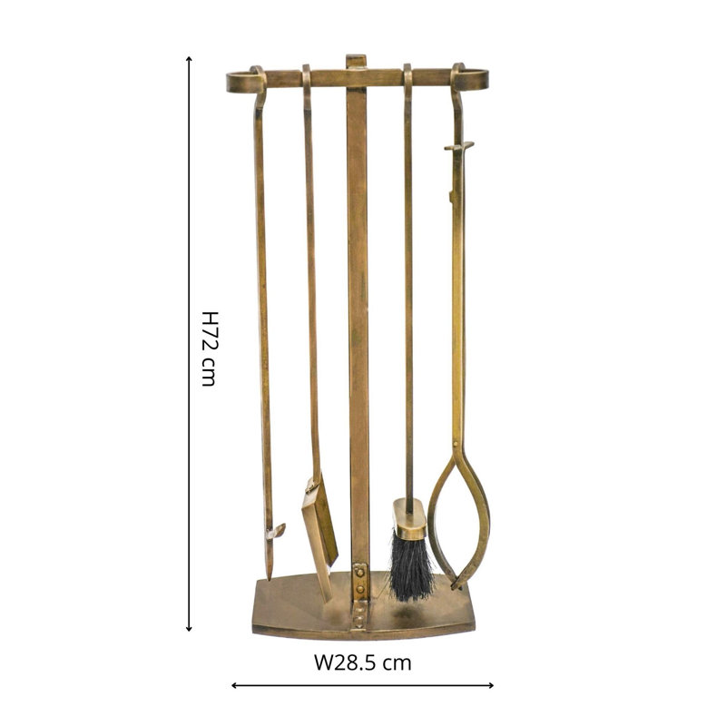 Iron Fireplace Tool Set, Brass
