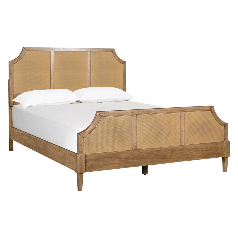 Toasted Almond Queen Platform Bed with Cane Panels