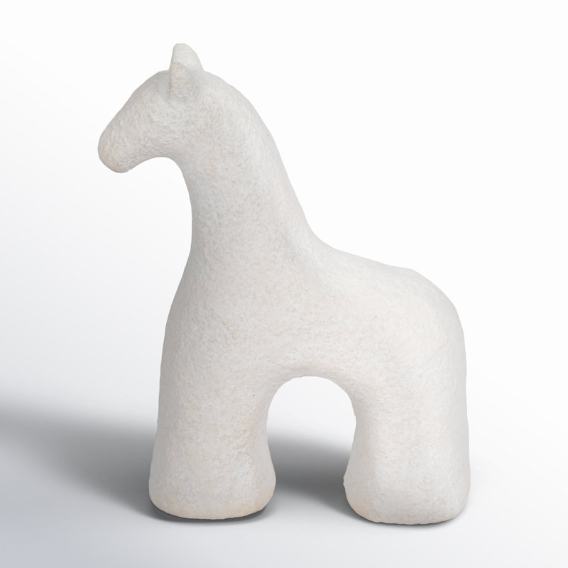 Neutral Textured Horse Decorative Object, 7" H x 3" W x 3" D, White