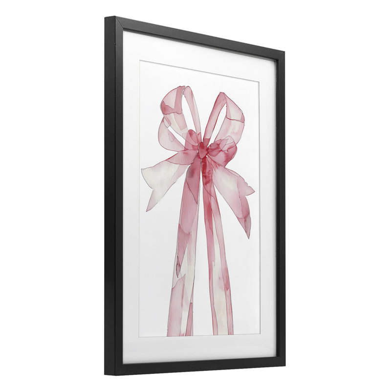 «Coquette Pink Bow Illustration», reproduction encadrée sous verre, design par LSR Design Studio, H 20 po x l 14 po