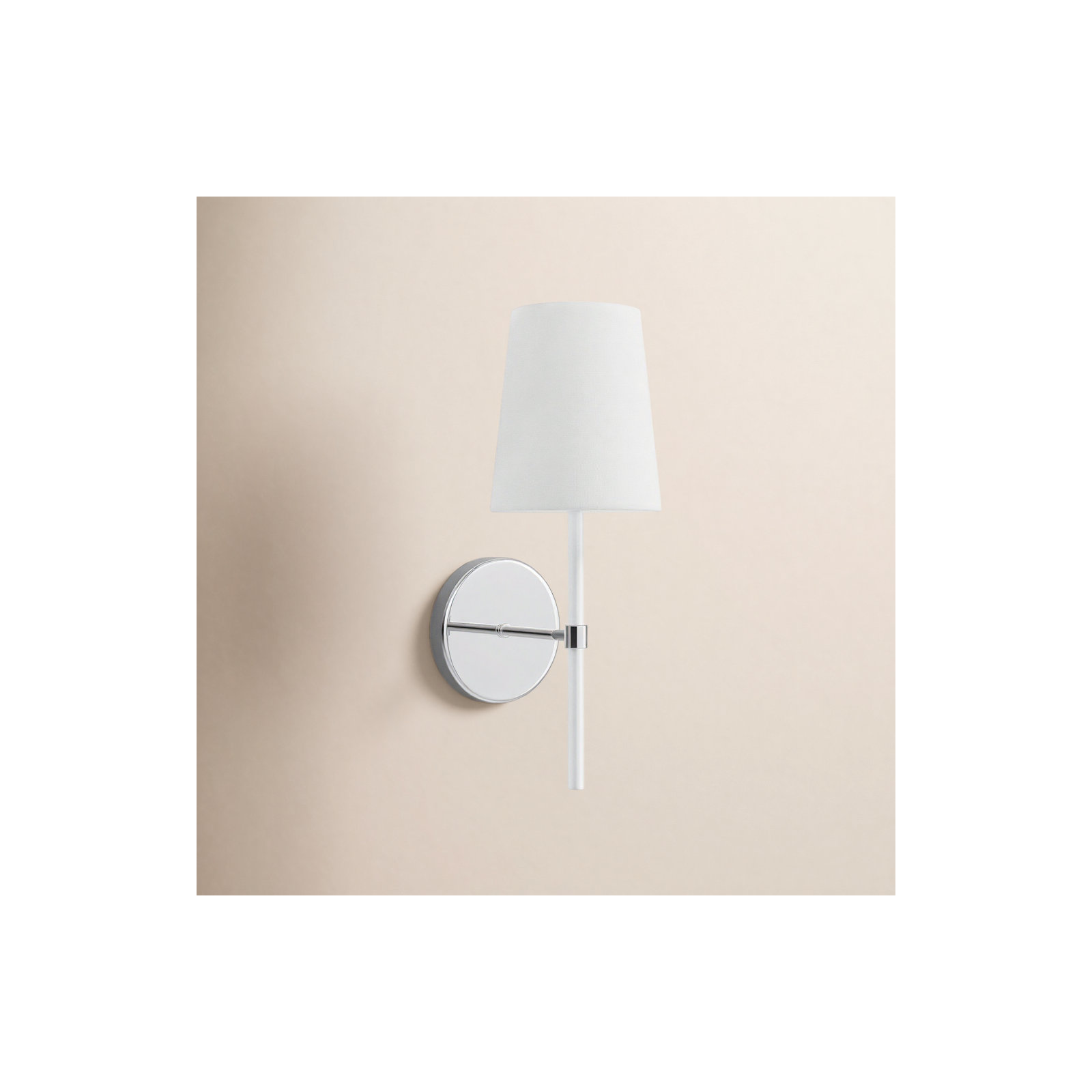 Single Light Dimmable Armed Sconce, Polished Nickel GW