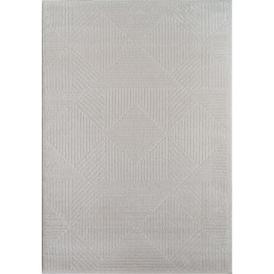  Tapis de qualité moderne 3 x 5 pi | Petit tapis géométrique pour hall d'entrée, couloir, bureau personnel, décoration de plancher intérieur | Ivoire gris