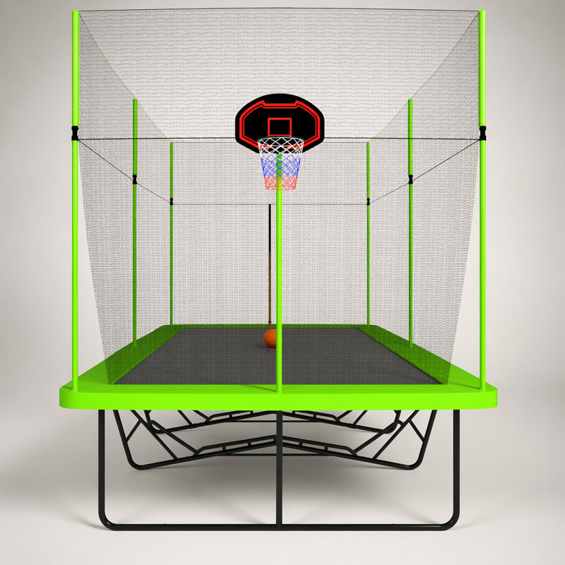 Trampoline rectangulaire durable de 10 pi x 17 pi avec filet de sécurité résistant aux rayons UV, panier de basketball et échelle avancée pour un plaisir et une sécurité ultimes