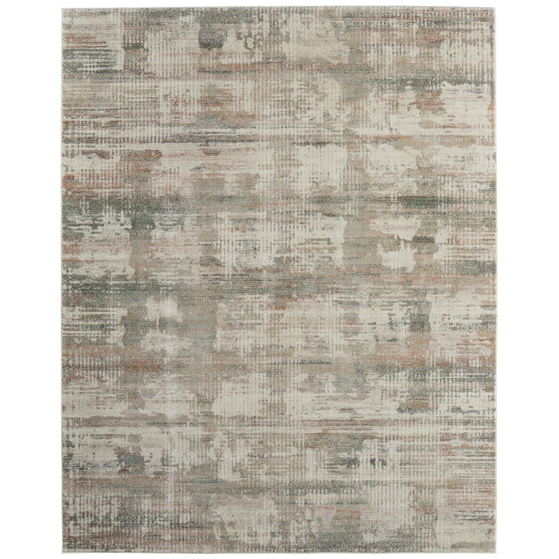 Roy Modern Abstract, Ivory/Gray/Green Area Rug, Rectangle 10' x 12'8"