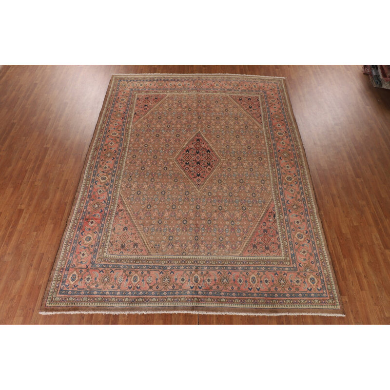 Tapis traditionnel brun et rose en laine 10 x 13