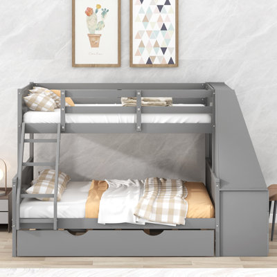 Erlis Kids Twin Over Full Bunk Bed with Trundle with Drawers
