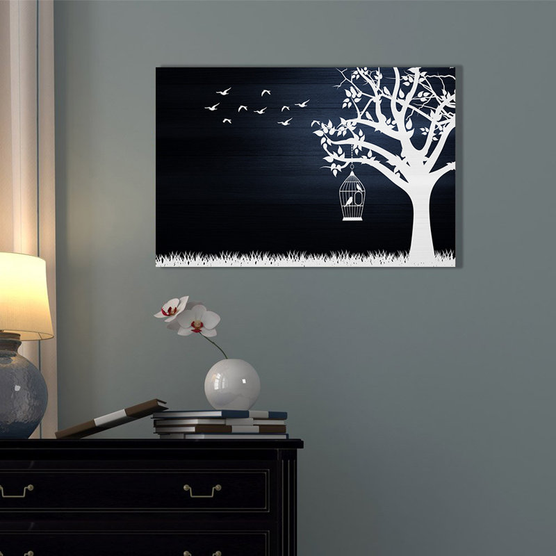 «Birds and Tree, Inverted Silhouettes», impression sur toile, H 12 po x l 18 po