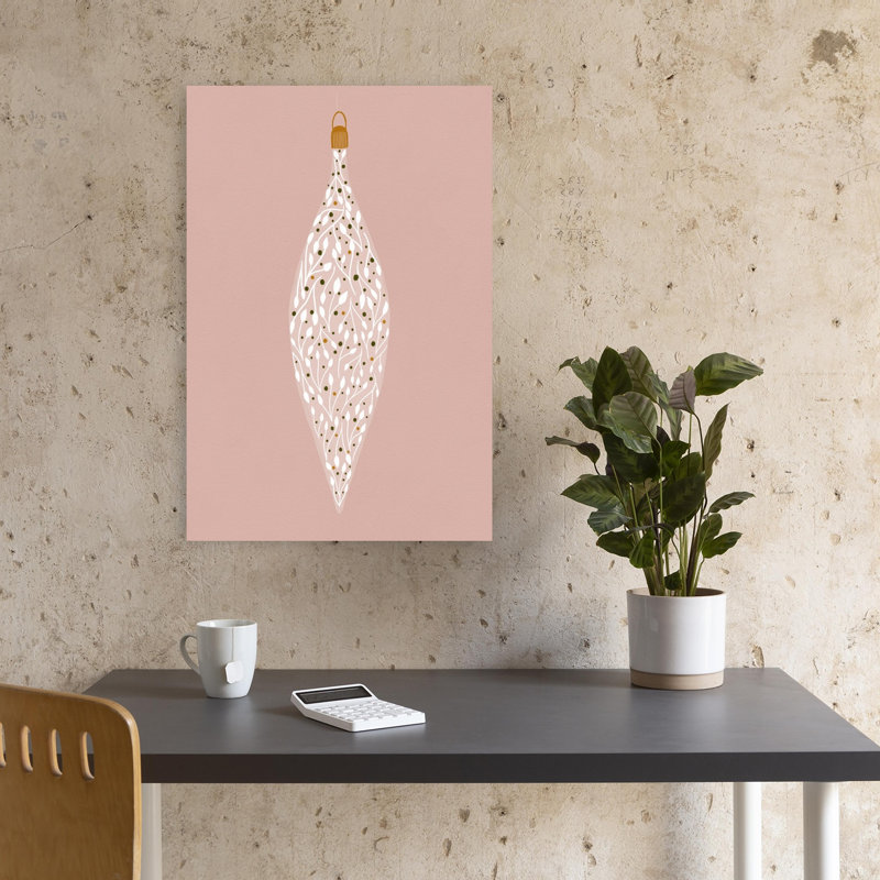 Ornement sur rose 2, impression délicate de paysage d'hiver minimaliste élégant, 18" H x 12" W