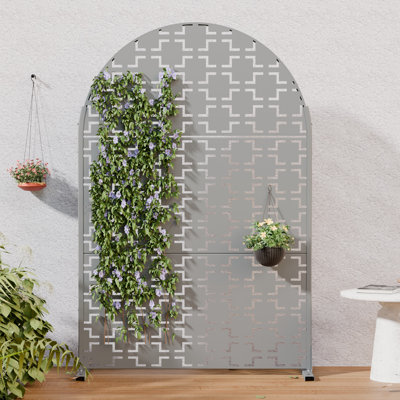 72" H x 47" W x 16" D Freestanding Outdoor Metal Privacy Screen Decorative Screen Room Divider Lattice Panel Fence Panel for Patio