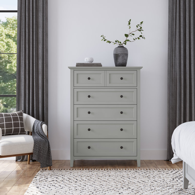 101.6 cm W Chest of 5 Drawers, Grey