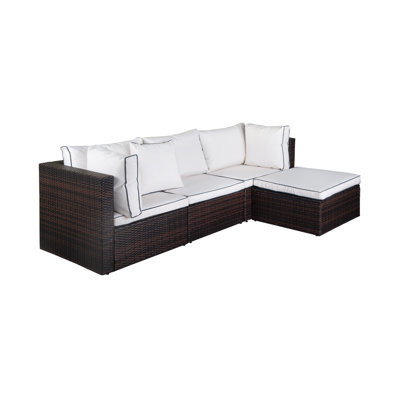 Ensemble de conversation modulaire en rotin 4 pièces avec coussins Oda