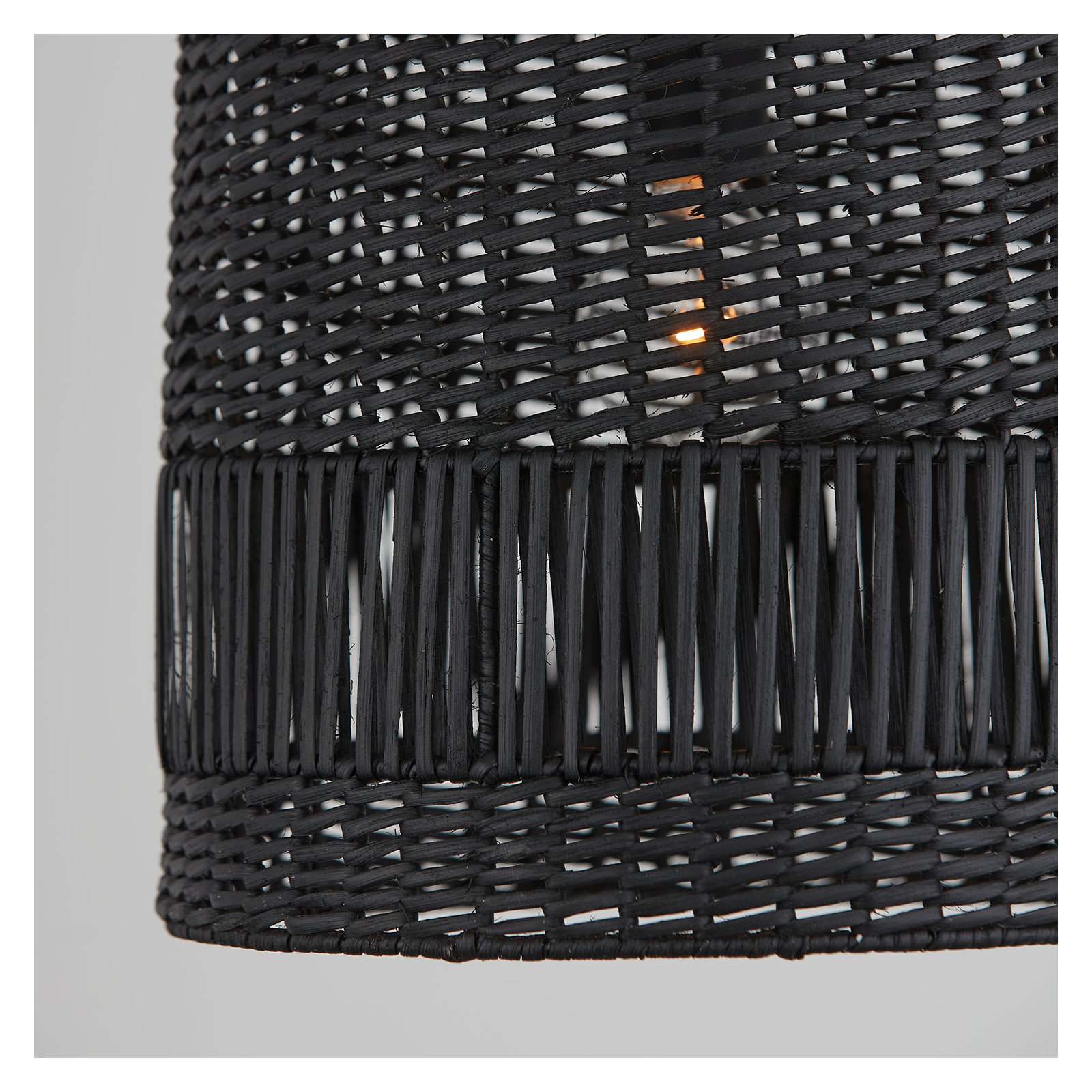 Hasley Single Light Rattan Dimmable Pendant, Black