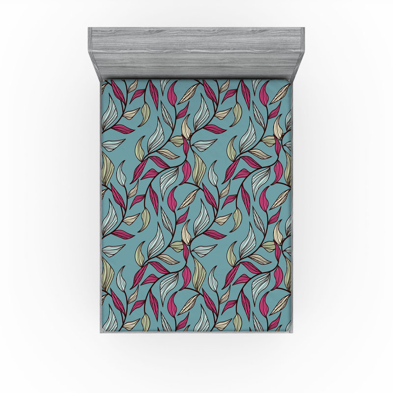 Drap-housse à motif de feuilles géométriques Ambesonne, Drap-housse grand