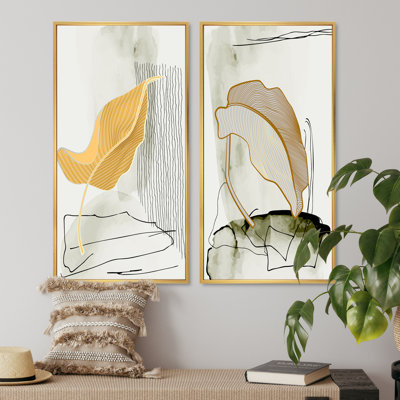 «Trendy Abstracts with Colorful Shapes», ensemble de 2 peintures