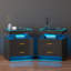 Motion Sensor RGB Light Bedside Table with Tempered Glass Top and Wireless Charging Station-598263214